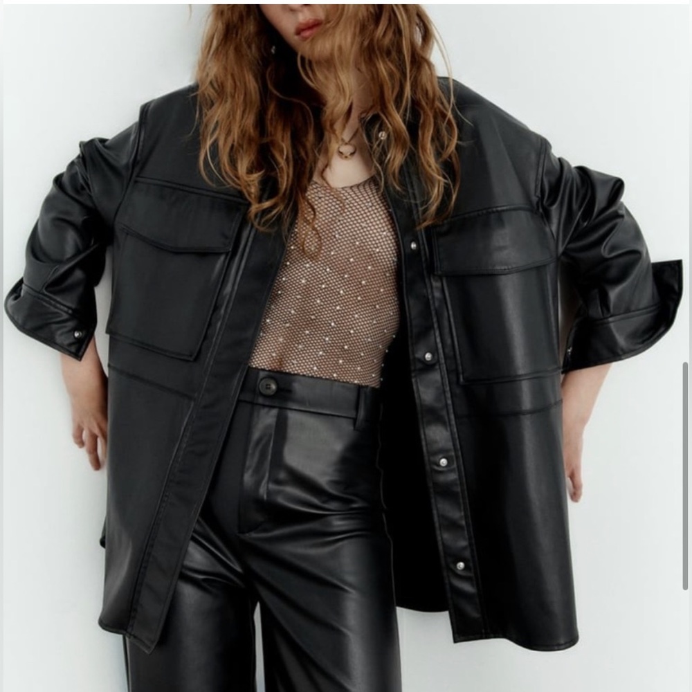 Zara Faux leather jacket size Small